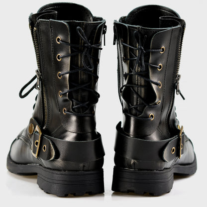 Czarne BS skórzane buty motocyklowe męskie – Sonny | Jordan Handmade Shoes – zdjęcie 6