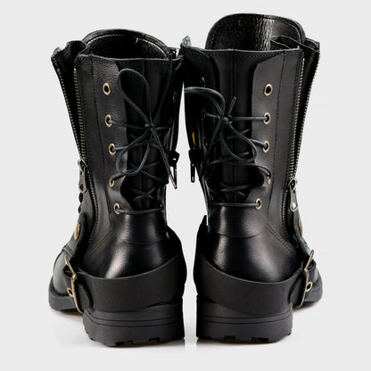 Czarne skórzane buty motocyklowe męskie – Sonny | Jordan Handmade Shoes – zdjęcie 6