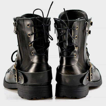 Czarne BS skórzane buty motocyklowe męskie – Chad | Jordan Handmade Shoes – zdjęcie 6