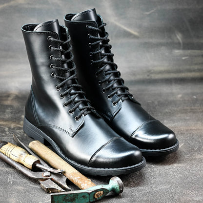 Skórzane męskie wysokie czarne sztyblety – Corvo | Jordan Handmade Shoes – zdjęcie 6