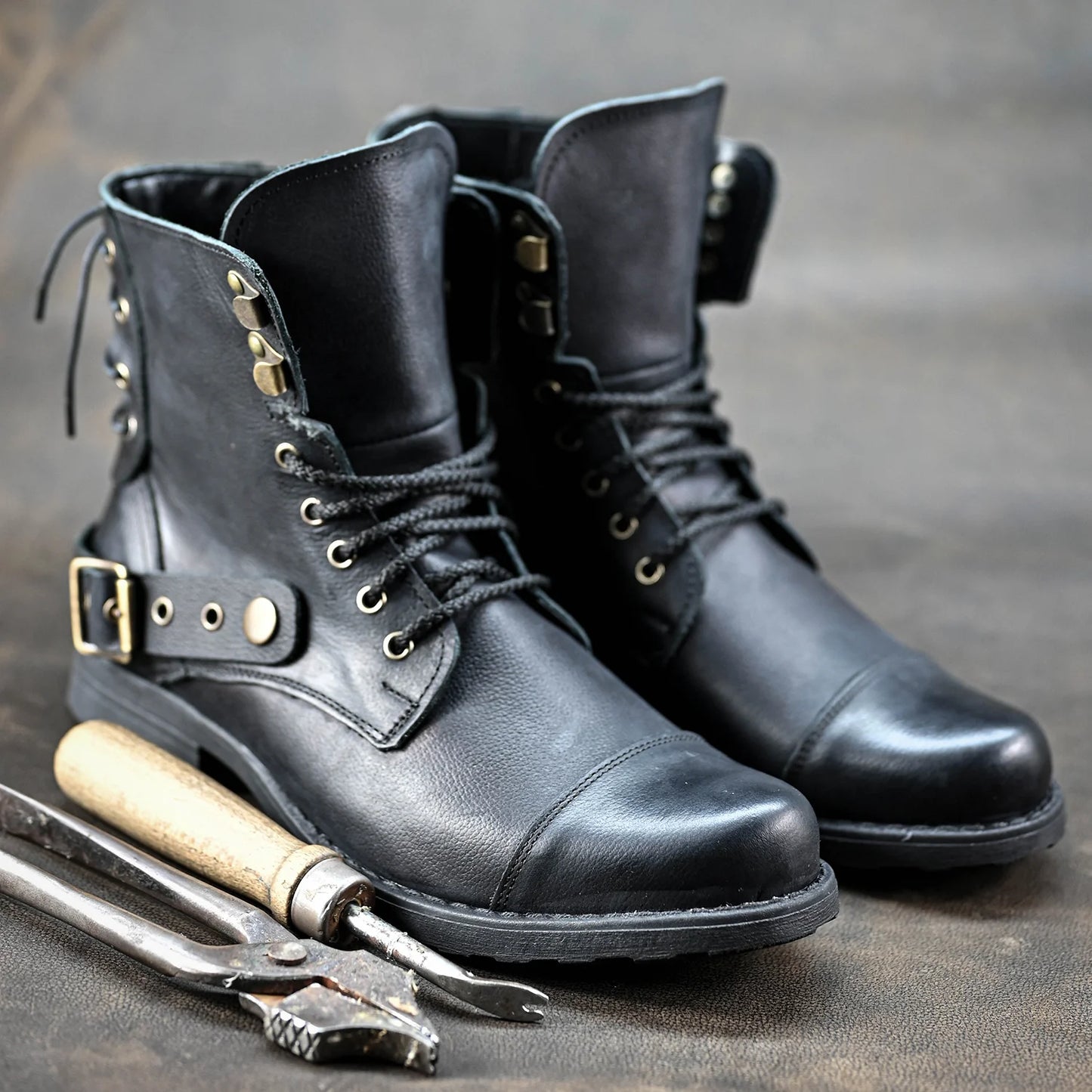 Pánské kožené boty Fabien Černé – ručně šité elegantní boty z italské kůže | KarolShoes