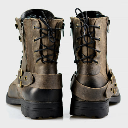 Brązowe skórzane buty motocyklowe męskie – Chad | Jordan Handmade Shoes – zdjęcie 6