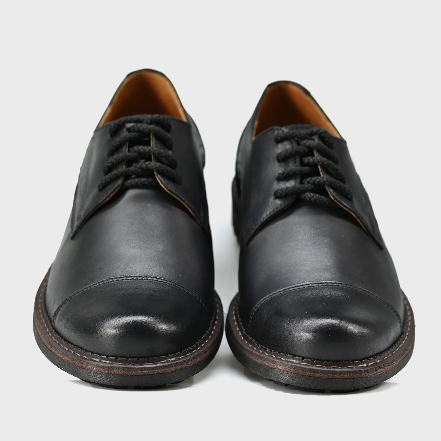 Pánské kožené derby polobotky Dante – ručně šité černé | KarolShoes