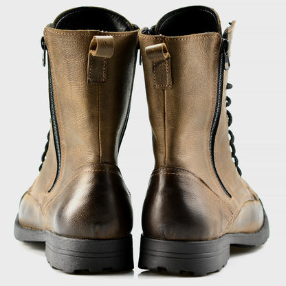 Brązowe skórzane buty motocyklowe męskie – Hunter | Jordan Handmade Shoes – zdjęcie 6