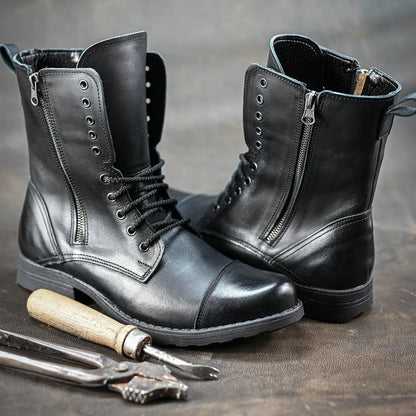 Skórzane męskie wysokie czarne sztyblety – Landon | Jordan Handmade Shoes – zdjęcie 7