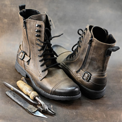 Skórzane męskie wysokie brązowe sztyblety – Noah | Jordan Handmade Shoes – zdjęcie 7