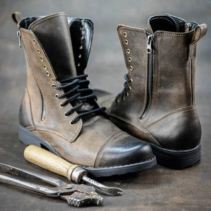 Skórzane męskie wysokie brązowe sztyblety – Landon | Jordan Handmade Shoes – zdjęcie 7