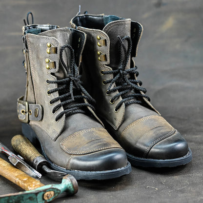 Brązowe skórzane buty motocyklowe męskie – Chad | Jordan Handmade Shoes – zdjęcie 7