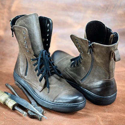 Skórzane męskie wysokie brązowe buty – Liam | Jordan Handmade Shoes – zdjęcie 7