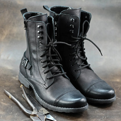 Skórzane męskie wysokie czarne sztyblety – Noah | Jordan Handmade Shoes – zdjęcie 6