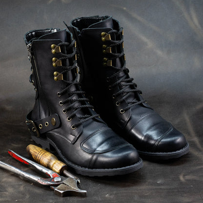 Czarne skórzane buty motocyklowe męskie – Sonny | Jordan Handmade Shoes – zdjęcie 7