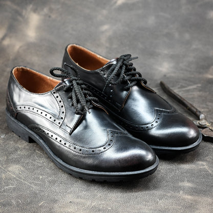 Czarne skórzane brogsy męskie – Oxford Ridge | Jordan Handmade Shoes – zdjęcie 7