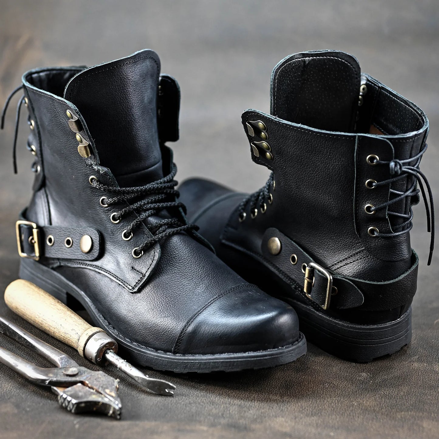 Pánské kožené boty Fabien Černé – ručně šité elegantní boty z italské kůže | KarolShoes