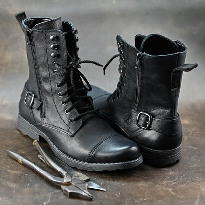 Skórzane męskie wysokie czarne sztyblety – Noah | Jordan Handmade Shoes – zdjęcie 8