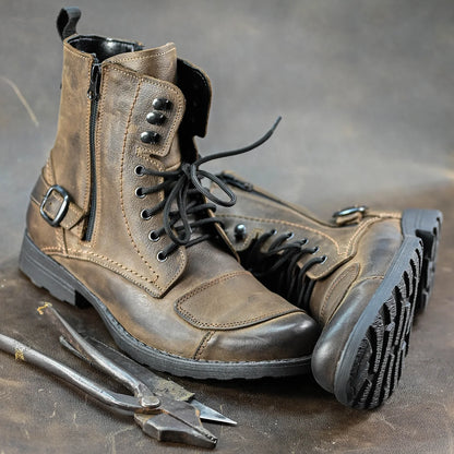 Brązowe skórzane buty motocyklowe męskie – Blake | Jordan Handmade Shoes – zdjęcie 8