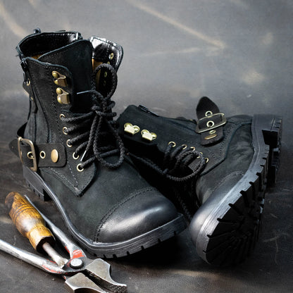 Czarne damskie skórzane botki – Elira | Jordan Handmade Shoes – zdjęcie 8