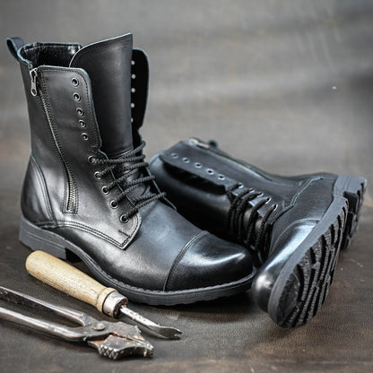 Skórzane męskie wysokie czarne sztyblety – Landon | Jordan Handmade Shoes – zdjęcie 8
