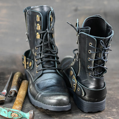 Czarne BS skórzane buty motocyklowe męskie – Sonny | Jordan Handmade Shoes – zdjęcie 8
