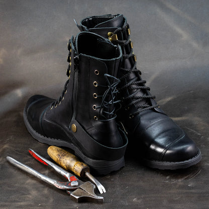 Czarne skórzane buty motocyklowe męskie – Sonny | Jordan Handmade Shoes – zdjęcie 8