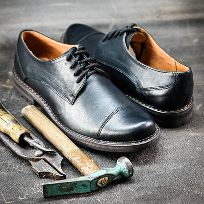 Czarne skórzane półbuty męskie – Dante | Jordan Handmade Shoes – zdjęcie 10