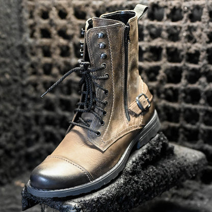 Skórzane męskie wysokie brązowe sztyblety – Noah | Jordan Handmade Shoes – zdjęcie 9