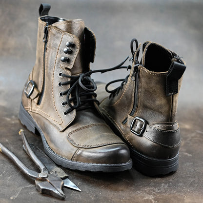 Brązowe skórzane buty motocyklowe męskie – Blake | Jordan Handmade Shoes – zdjęcie 9