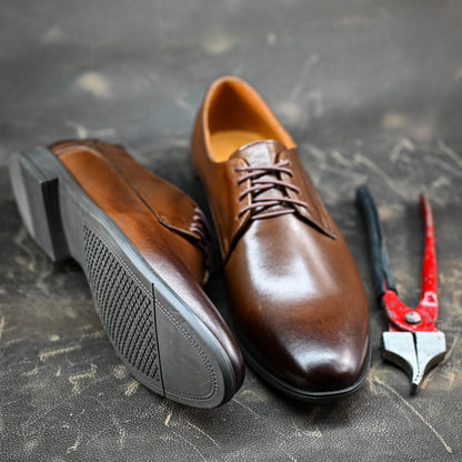 Brązowe skórzane półbuty męskie – Milano | Jordan Handmade Shoes – zdjęcie 8