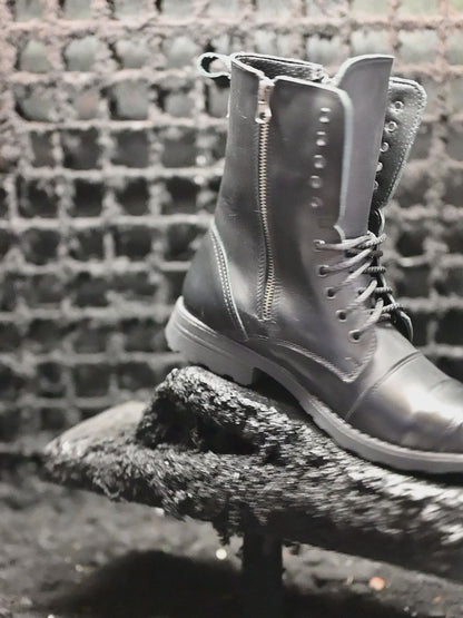 Czarne skórzane buty motocyklowe męskie – Hunter | Jordan Handmade Shoes